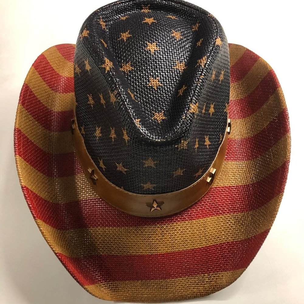 Cowboy American Flag Hat Stars Grass Vintage Studded Western Concert Men's Hat